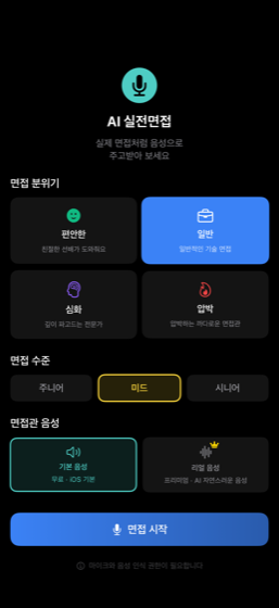 AI면접-AI Agent — 음성 면접 설정